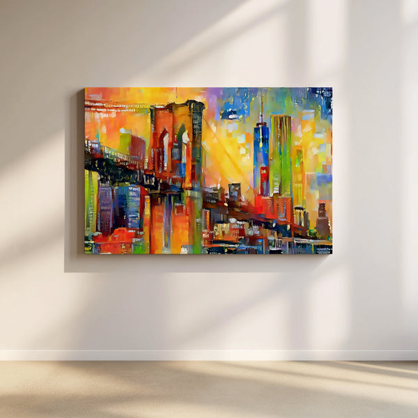 Brooklyn Bridge at Dusk Cityscape Artwork
