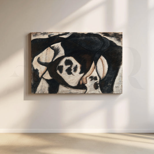 Black & White Cow Canvas Artwork for Kitchen/Dining Area