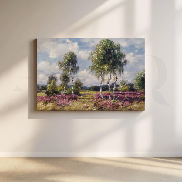 Misty Birch Meadow Canvas Artwork
