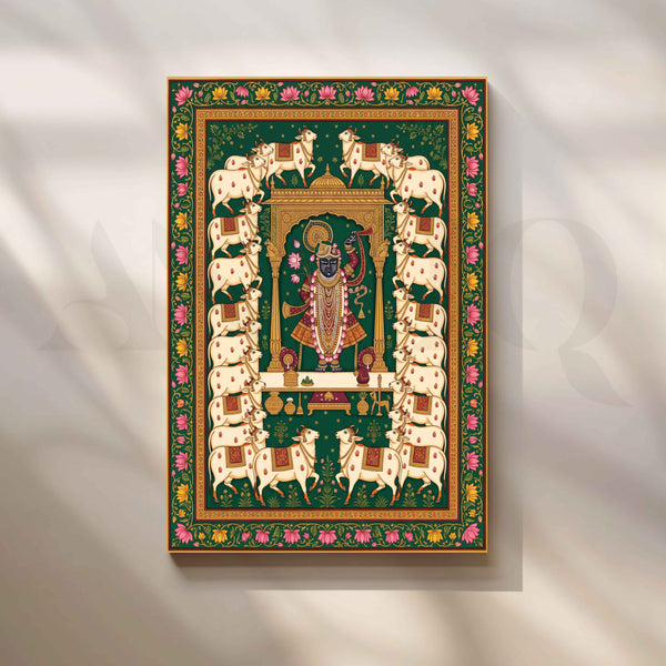 Shrinathji with Sacred Cows Traditional Pichwai Artwork