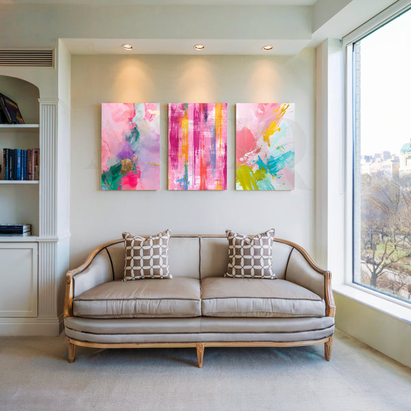Candy Cloud Abstracts Gallery Wall – Set of 3 Artworks