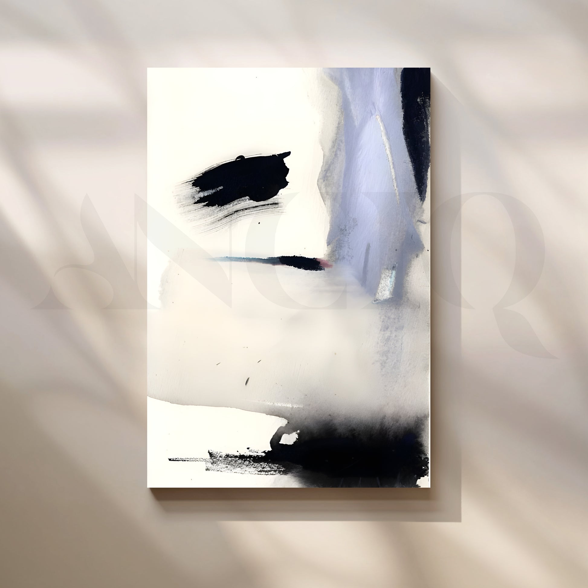 Black and Grey Abstract Canvas Artwork for Stylish Bedroom