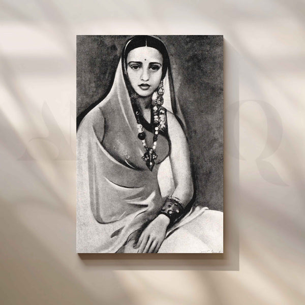 Amrita Sher-Gil in Graceful Sari Canvas Artwork