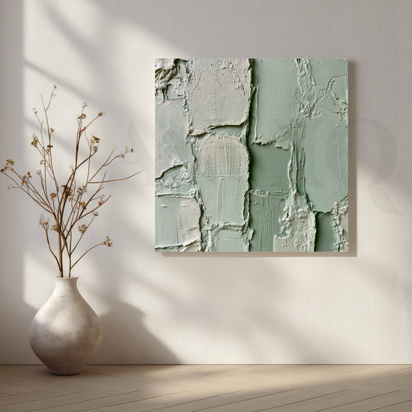 Sage Green Sculptural Texture Minimalist Abstract Canvas Artwork