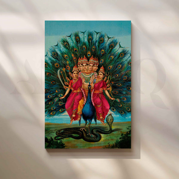 Sri Shanmukha Subramania Swami by Raja Ravi Varma Canvas Artwork