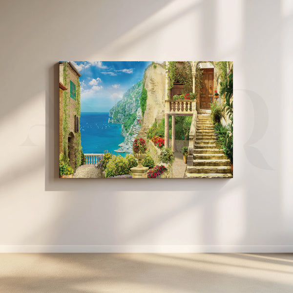 Coastal Symphony of Land and Sea Canvas Artwork