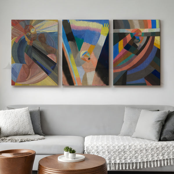 Color Spectrum Abstract Gallery Wall – Set of 3 Expressionist Artworks - 18 x 24 Inches