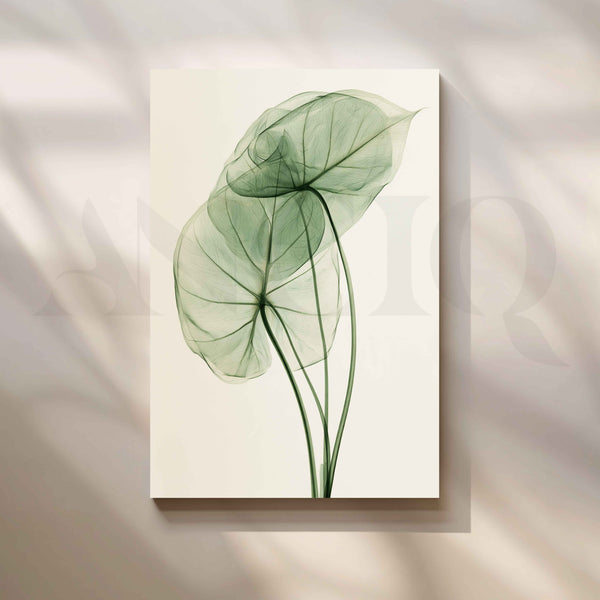 Translucent Sage Green Tropical Leaves Minimalist Canvas Artwork