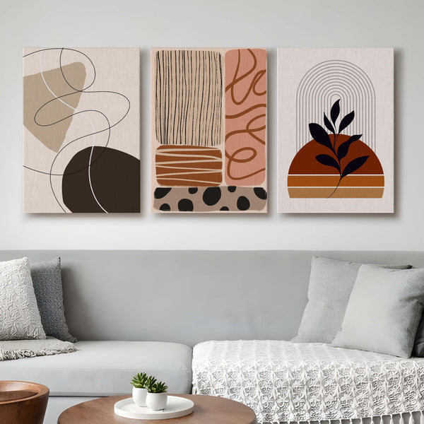 Earthy Abstract Gallery Wall Set of 3 - 18 x 24 Inches