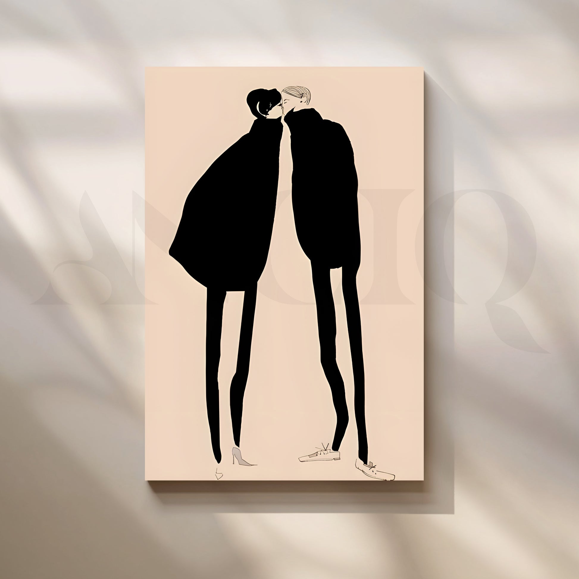 Romantic Silhouette Couple Canvas Artwork for Stylish Bedroom
