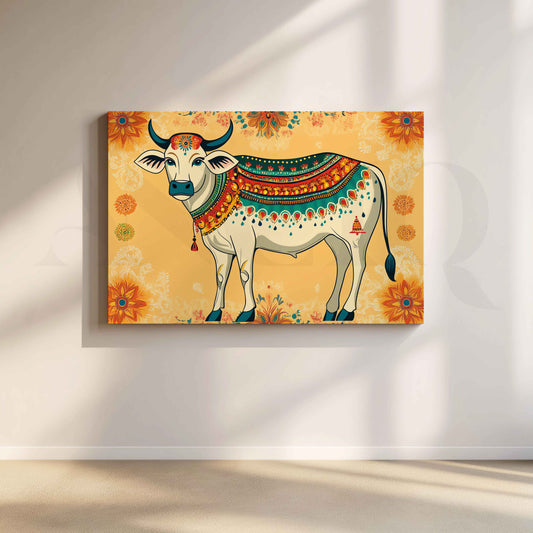 Decorative Sacred Cow Folk Canvas Artwork for Living Room