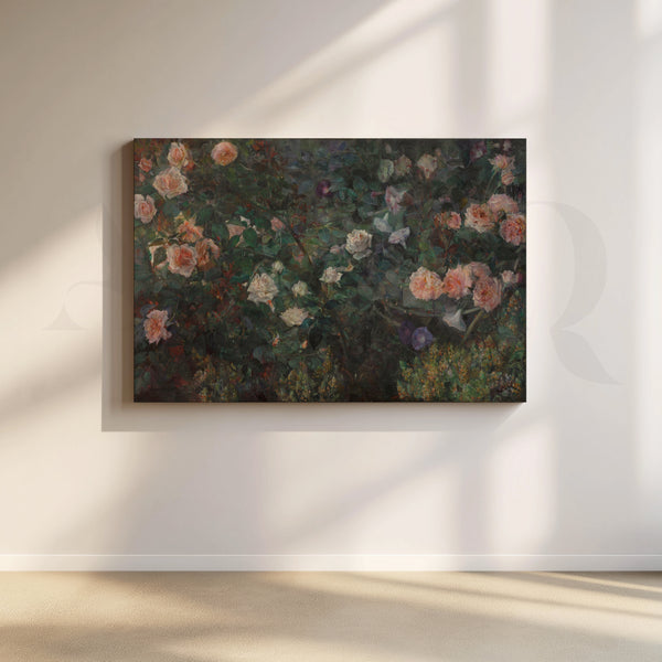 Moody Rose Garden Floral Canvas Artwork
