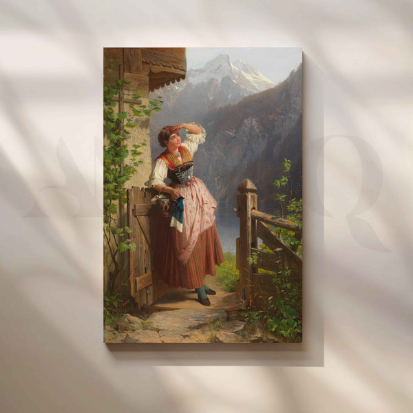 Mountain Village Woman Canvas Artwork