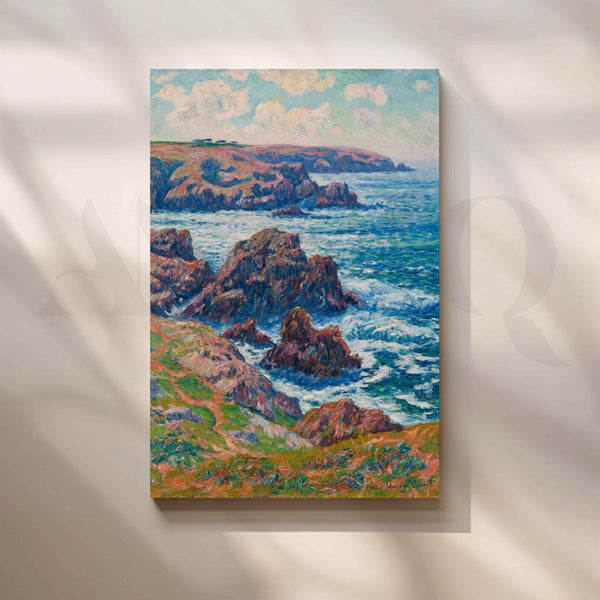 Henri Moret Rocky Coastal Seascape Canvas Artwork