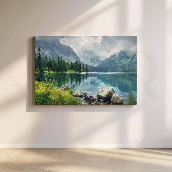 Alpine Lake Landscape Canvas Artwork