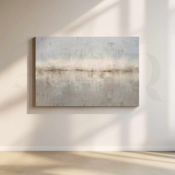 Soft Grey Horizon Abstract Canvas Artwork