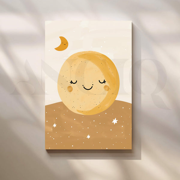 Dreamy Moon and Stars Kids Canvas Artwork