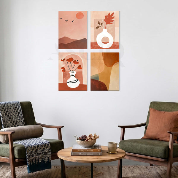 Warm Boho Botanical Gallery Wall Set of 4