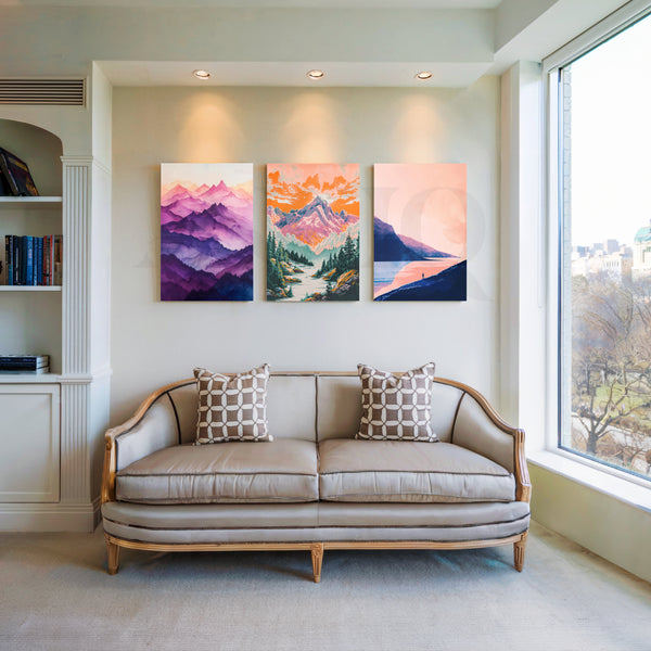 Sunset Mountain Trails Gallery Wall – Set of 3 Artworks