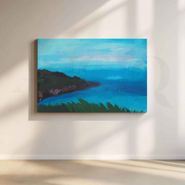 Blue Coastal Bay Canvas Artwork