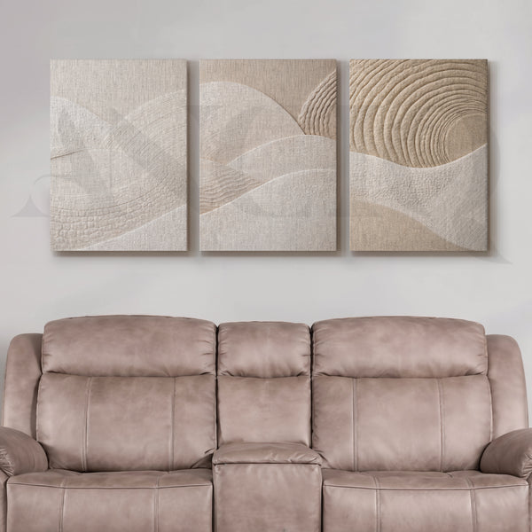 Neutral Textured Abstract Terrain Gallery Wall – Set of 3 Minimal Artworks - 18 x 24 Inches
