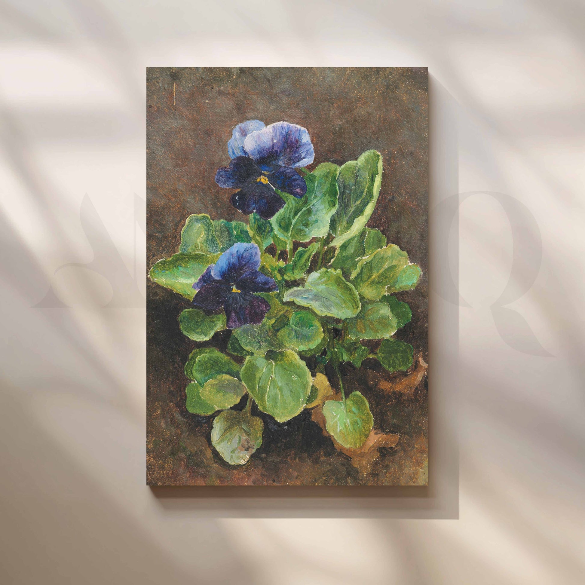 Vintage Pansy Floral Canvas Artwork for Stylish Bedroom