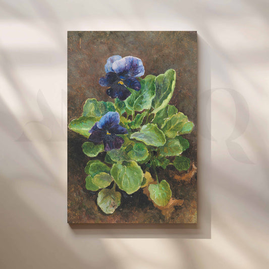 Vintage Pansy Floral Canvas Artwork for Stylish Bedroom