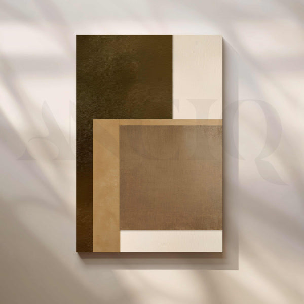 Brown and Beige Geometric Abstract Canvas Artwork
