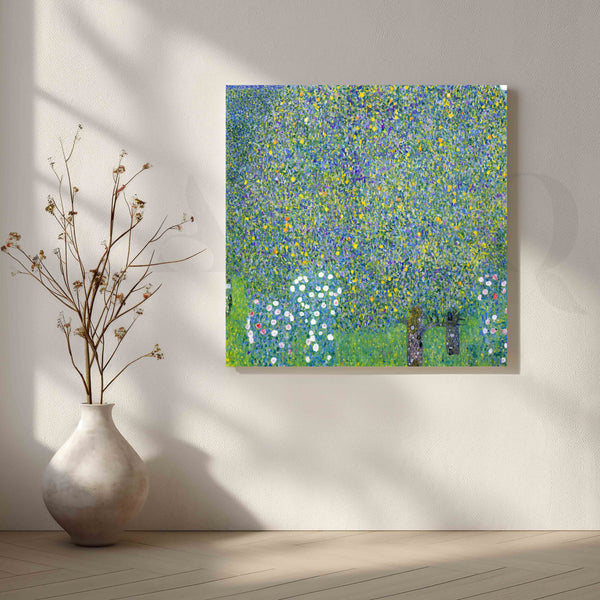 Gustav Klimt Green Garden Floral Canvas Artwork