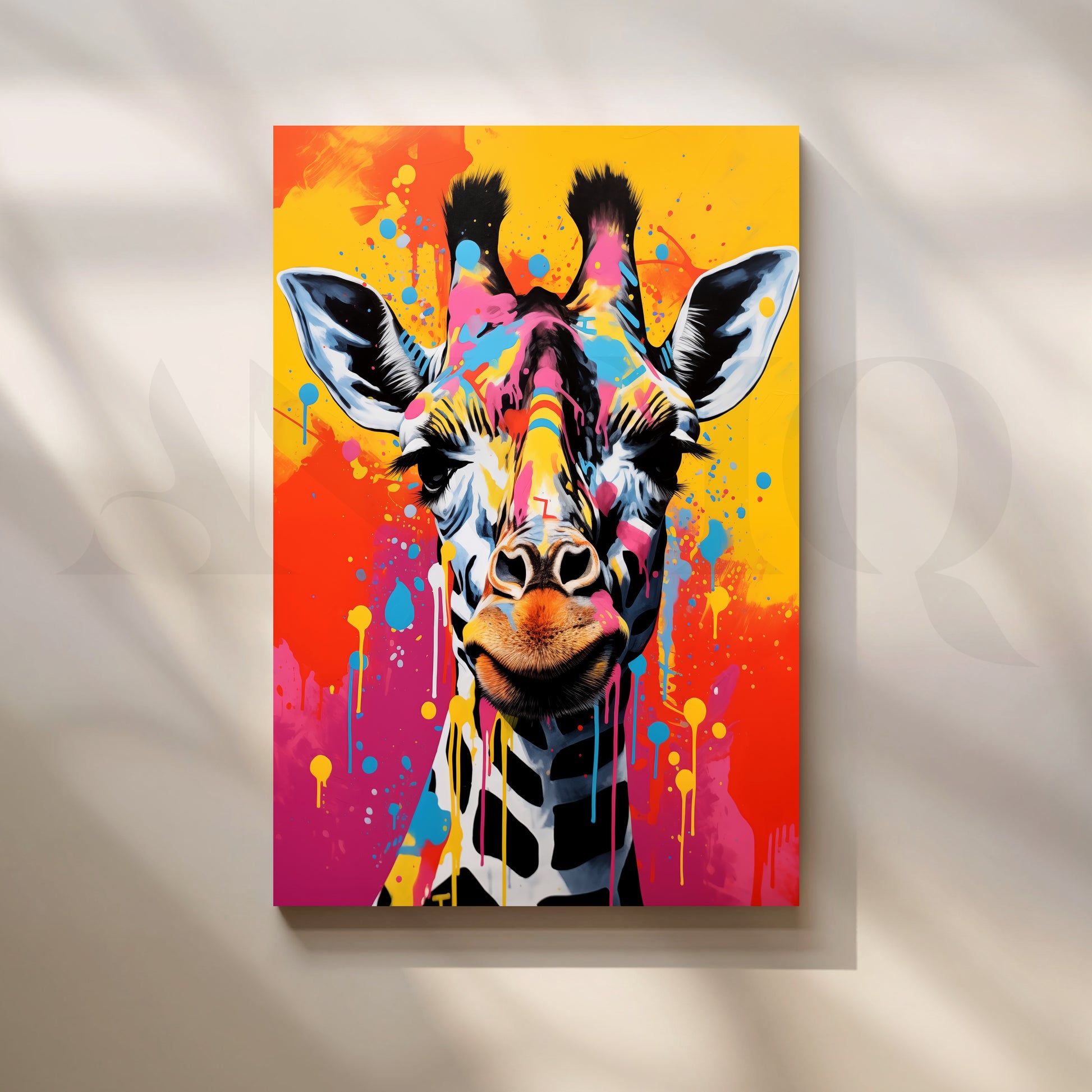 Colorful Giraffe Pop Artwork for Entryway/Hallway