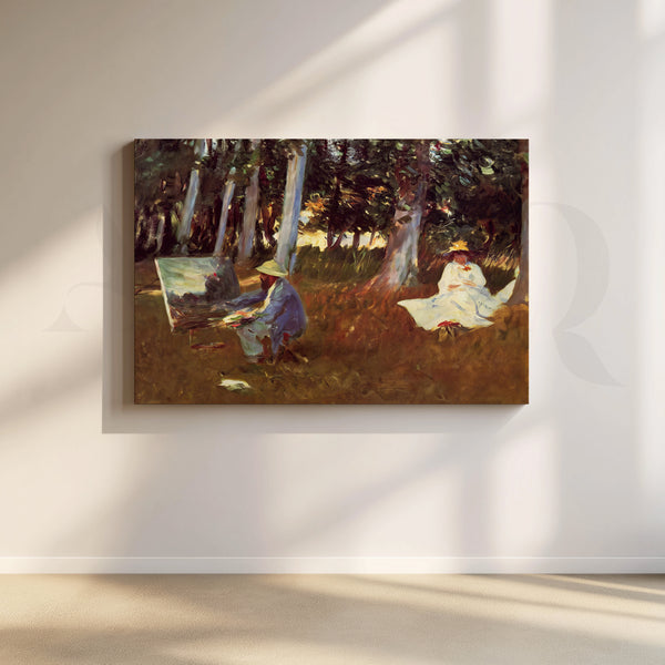 Monet Painting Outdoors Canvas Artwork