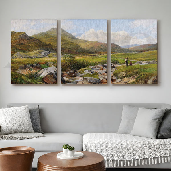 Highland Meadow Stream Gallery Wall – Set of 3 Classic Artworks - 18 x 24 Inches