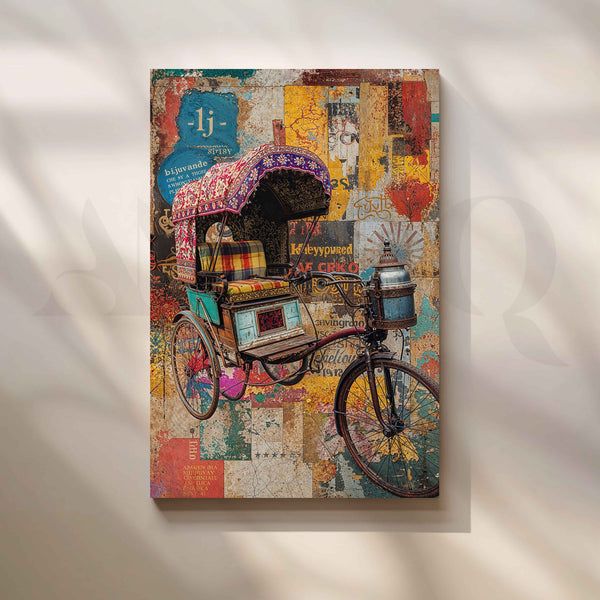 Vintage Rickshaw Pop Art Collage