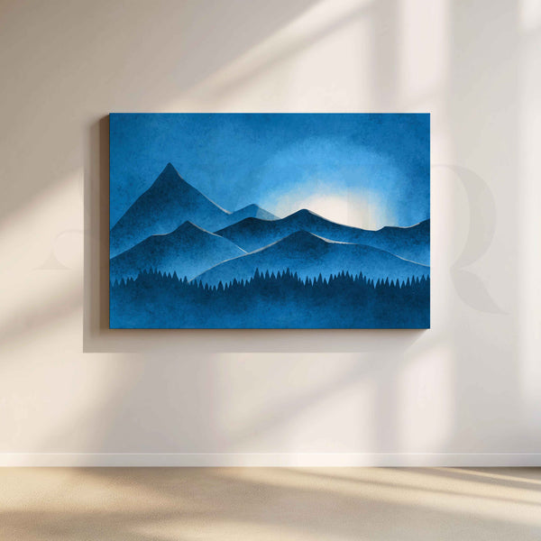 Blue Mountain Silhouette Canvas Artwork