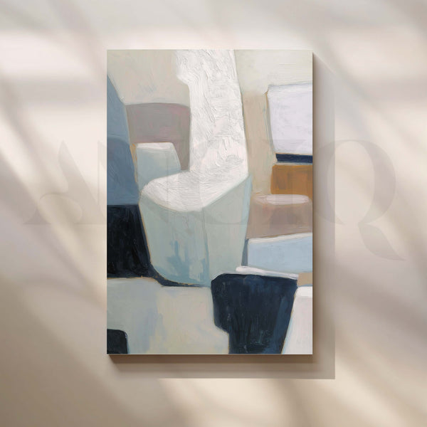 Soft Blue and Neutral Abstract Canvas Artwork