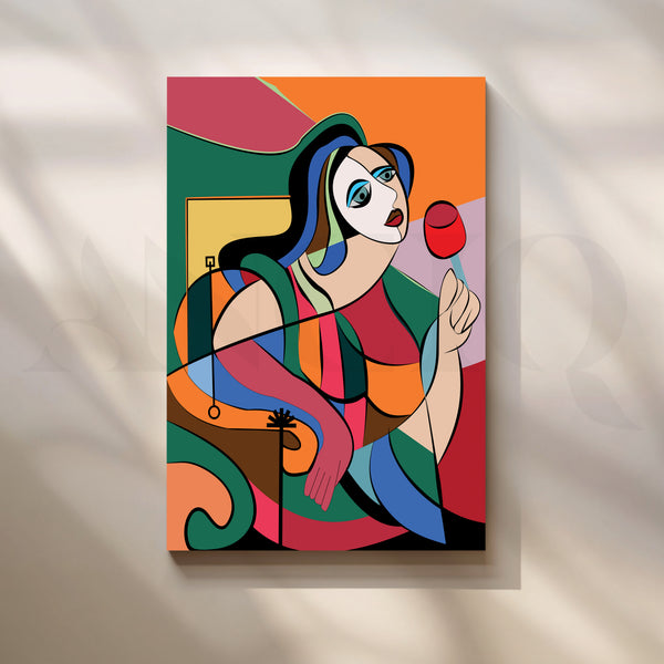 Geometric Female Portrait Canvas Artwork