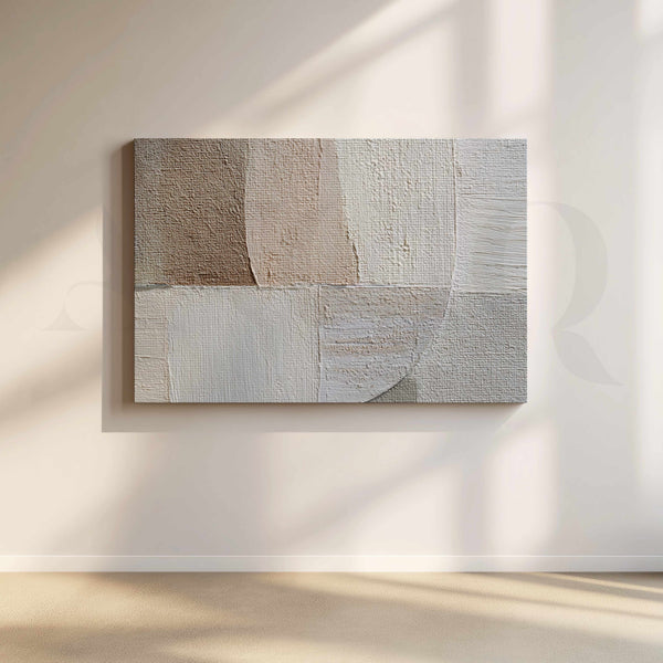 Neutral Textured Abstract Canvas Artwork in Ivory and Taupe Tones