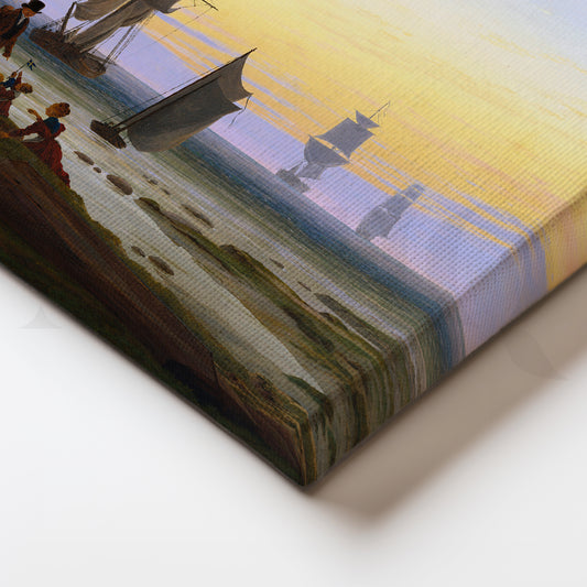 Harbor Gatherings at Sunset’ Canvas Painting for Living Room
