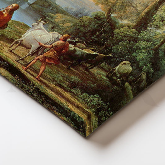 Arcadian Pastoral with Stone Bridge Canvas Painting for Living Room