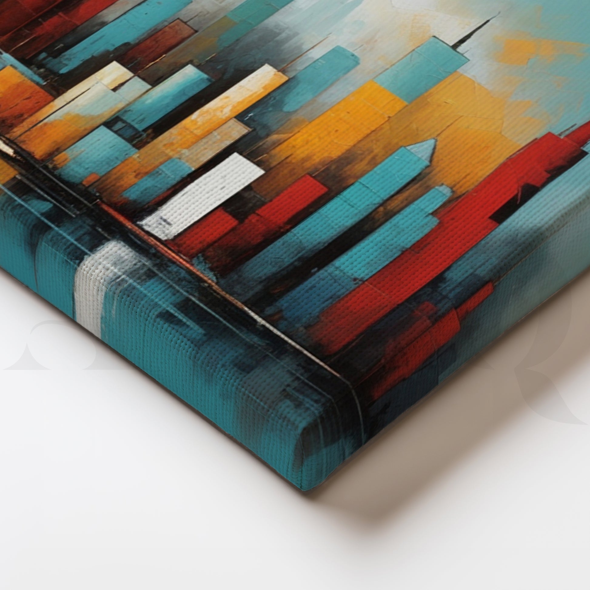 Modern Abstract City Skyline Canvas Artwork for Living Room