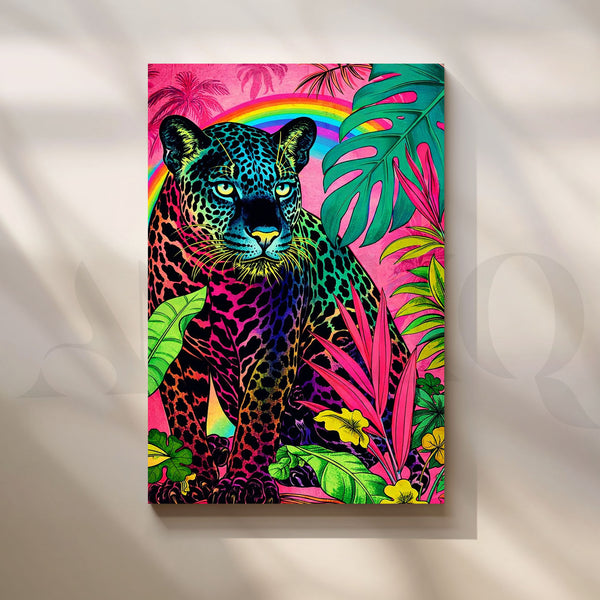 Neon Jungle Majesty Leopard Pop Art (Ready to Ship)