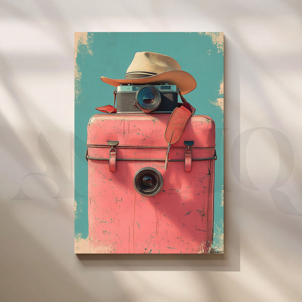 Vintage Travel Camera Canvas Artwork (Ready to Ship)