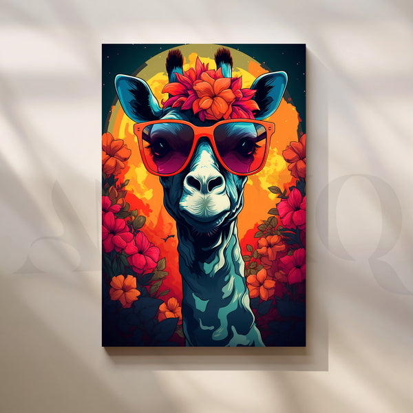 Floral Giraffe Pop Art Canvas Artwork (Ready to Ship)