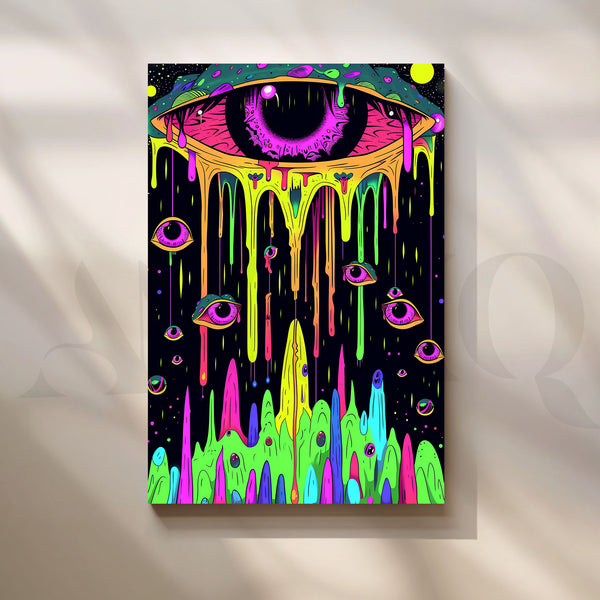 Neon Eye Illusion Pop Art Canvas Artwork (Ready Ship)
