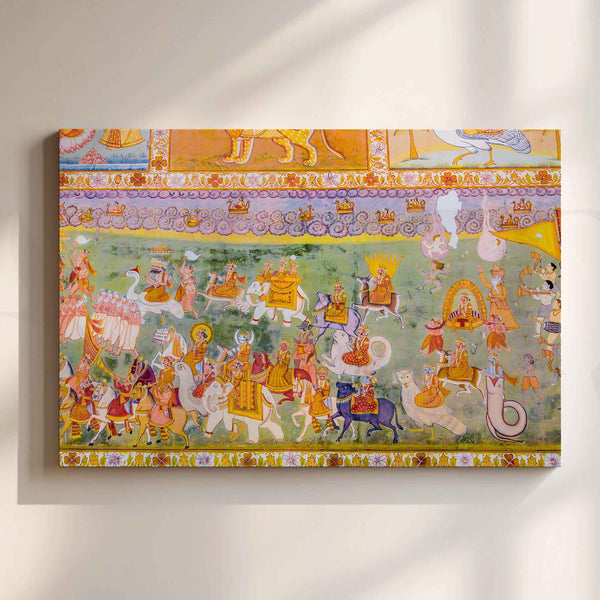 Royal Heritage Procession Indian Miniature Art Canvas Artwork (Ready to Ship)