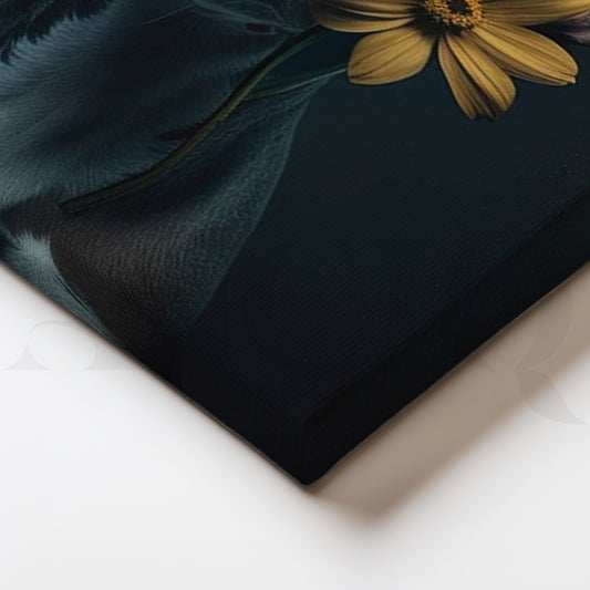 A Pup with a Flower Canvas Wall Art