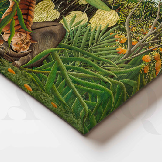 Tiger in Tropical Jungle Botanical Canvas Artwork