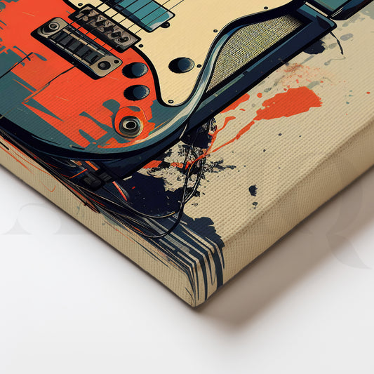 Vibrant Electric Guitar with Amplifier: A Fusion of Sound and Color