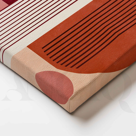 Burgundy and Terracotta Retro Arch Geometric Abstract Canvas Artwork