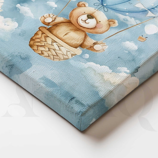 Teddy Bear Hot Air Balloon Adventure Kids Canvas Artwork